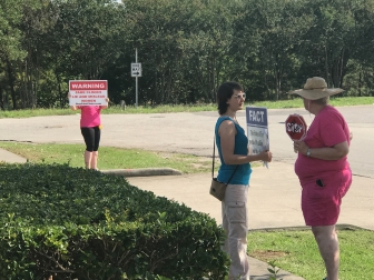 Protesters outside Houston&#039;s Fifth Ward Pregnancy Center.