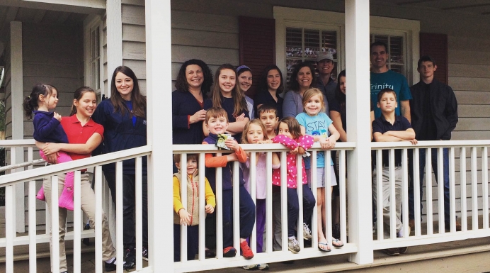 A group from a local church on the porch at Newton PRC just before the grand opening