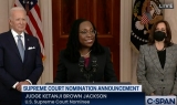 President Joe Biden's SCOTUS pick Judge Ketanji Brown Jackson with Biden and Vice President Kamala Harris