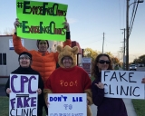 Pro-abortion protesters outside a life-saving pregnancy center offering free services to women in Missouri.