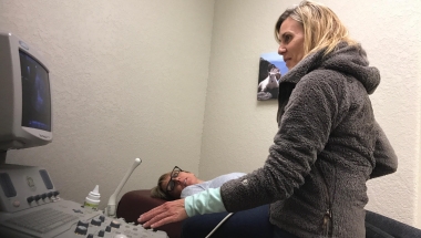 Life&#039;s Options Pregnancy Center trying out their new ultrasound, which is set to go into use this spring. 