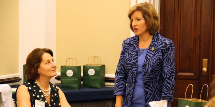 Rep. Vicky Hartzler (right) with Heartbeat International President Peggy Hartshorn, Ph.D. at Heartbeat&#039;s Babies Go to Congress event in 2012.