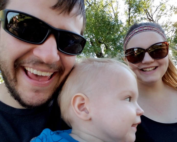 Dan and Brittany with baby Orion, who turns 2 years old in June.