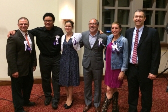 Stanton Healthcare/Charlotte Center for Women’s team is pictured with the speakers from their fundraiser at St. Patrick Cathedral April 23. From left: Dr. Matt Harrison, Ryan Bomberger, Jewels Green, Patrick Mahoney, Brice Griffin and Mike Griffin. 