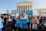 Dr. Christina Francis speaks at a rally for the oral arguments of the June Medical v. Gee case