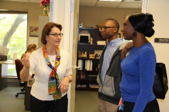 Peggy Hartshorn (L) and Elizabeth Massaba, two women who have left successful careers to deliver life-saving pregnancy help.