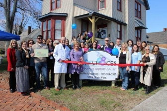 Donna Malone cuts the ribbon on Life Choices&#039; new location in her hometown of Manchester, Tenn., Feb 15, 2017.