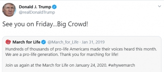 President Trump will attend March for Life in person, first president ever to join pro-lifers